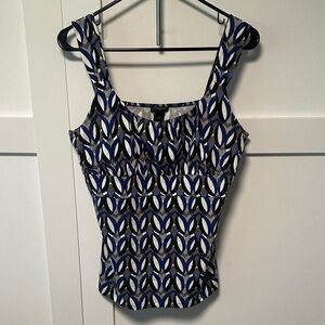 Ann Taylor Blue and Black Geometric Camisole